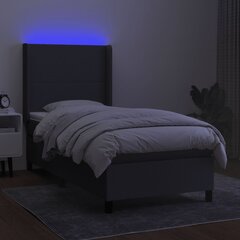 vidaXL kontinentaalvoodi madrats ja LED, tumehall, 90x190 cm, kangas цена и информация | Кровати | kaup24.ee