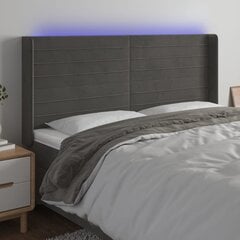 vidaXL LED-voodipeats, tumehall, 183x16x118/128 cm, samet hind ja info | Voodid | kaup24.ee
