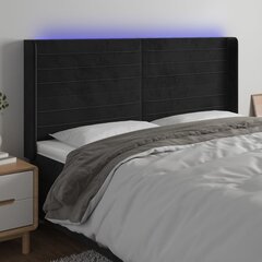 vidaXL LED-voodipeats, must, 183x16x118/128 cm, samet цена и информация | Кровати | kaup24.ee