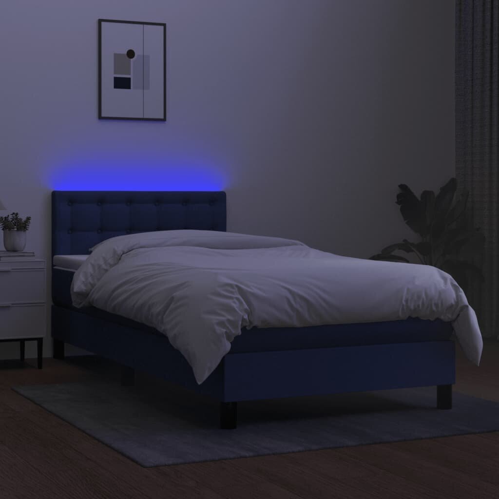 vidaXL kontinentaalvoodi madrats ja LED, sinine, 90x200 cm, kangas цена и информация | Voodid | kaup24.ee