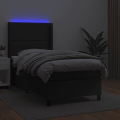 vidaXL kontinentaalvoodi madratsiga, LED, must, 80x200 cm, kunstnahk hind ja info | Voodid | kaup24.ee