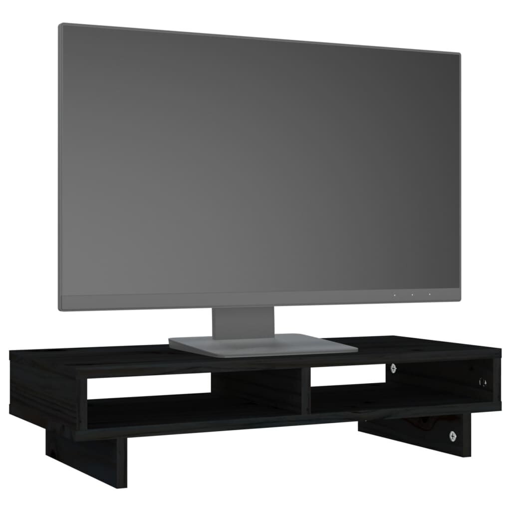 vidaXL monitorialus, must, 60 x 27 x 14 cm, männipuit hind ja info | Monitori hoidjad | kaup24.ee