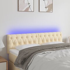 vidaXL LED-voodipeats, kreemjas, 160x7x78/88 cm, kangas цена и информация | Кровати | kaup24.ee