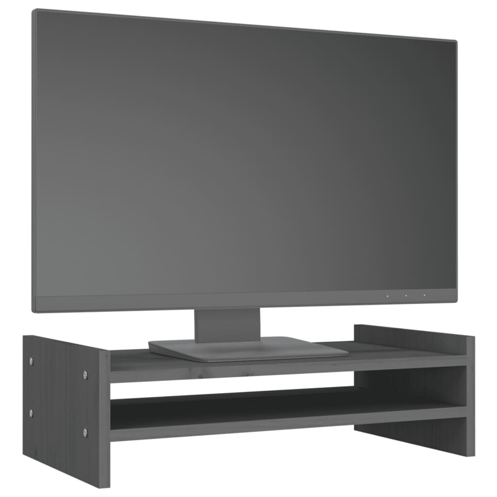 vidaXL monitorialus, hall, 50 x 27 x 15 cm, männipuit hind ja info | Monitori hoidjad | kaup24.ee