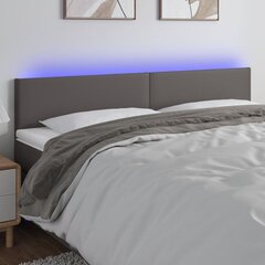 vidaXL LED-voodipeats, hall, 160x5x78/88 cm, kunstnahk цена и информация | Кровати | kaup24.ee