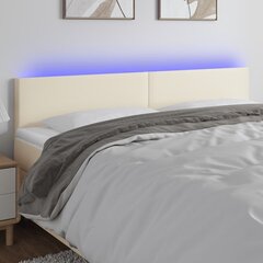 vidaXL LED-voodipeats, kreemjas, 160x5x78/88 cm, kunstnahk цена и информация | Кровати | kaup24.ee