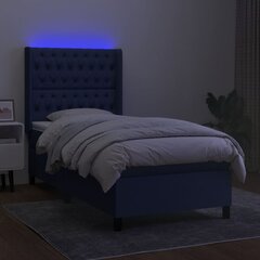 vidaXL kontinentaalvoodi madratsi ja LED-valgustusega, sinine, 80x200 cm, kangas цена и информация | Кровати | kaup24.ee