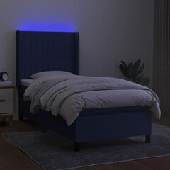 vidaXL kontinentaalvoodi madratsi ja LED-valgustusega, sinine, 80x200 cm, kangas hind ja info | Voodid | kaup24.ee