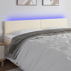 vidaXL LED-voodipeats, kreemjas, 200x5x78/88 cm, kunstnahk hind ja info | Voodid | kaup24.ee