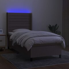 vidaXL kontinentaalvoodi madratsi ja LED-valgustusega, pruunikas, 80x200 cm, kangas hind ja info | Voodid | kaup24.ee
