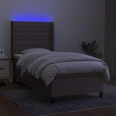 vidaXL kontinentaalvoodi madratsi ja LED-valgustusega, pruunikas, 80x200 cm, kangas цена и информация | Кровати | kaup24.ee