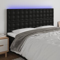 vidaXL LED-voodipeats, must, 180x5x118/128 cm, kunstnahk hind ja info | Voodid | kaup24.ee