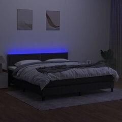 vidaXL kontinentaalvoodi madrats ja LED, must, 160x200 cm, kangas hind ja info | Voodid | kaup24.ee