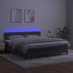 vidaXL kontinentaalvoodi madrats ja LED, tumehall, 160x200 cm, samet цена и информация | Кровати | kaup24.ee