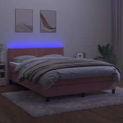 vidaXL kontinentaalvoodi madrats, LED, roosa, 140x190 cm, samet цена и информация | Кровати | kaup24.ee