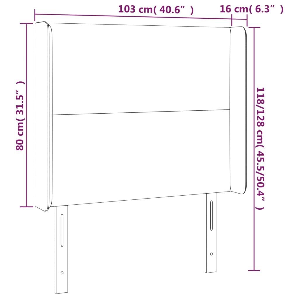 vidaXL LED-voodipeats, tumepruun, 103x16x118/128 cm, kangas цена и информация | Voodid | kaup24.ee