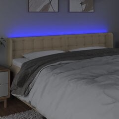 vidaXL LED-voodipeats, kreemjas, 183x16x78/88 cm, kangas цена и информация | Кровати | kaup24.ee