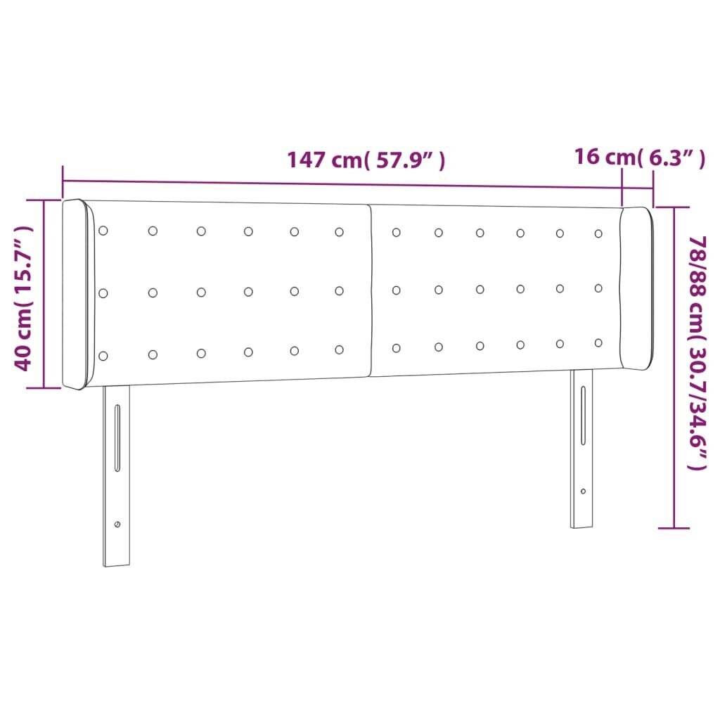 vidaXL LED-voodipeats, tumepruun, 147x16x78/88 cm, kangas цена и информация | Voodid | kaup24.ee