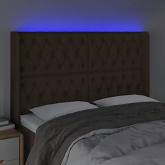 vidaXL LED-voodipeats, tumepruun, 147x16x118/128 cm, kangas цена и информация | Кровати | kaup24.ee