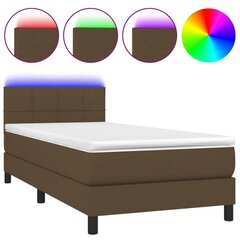 vidaXL kontinentaalvoodi madrats ja LED, tumepruun, 90x190 cm, kangas цена и информация | Кровати | kaup24.ee