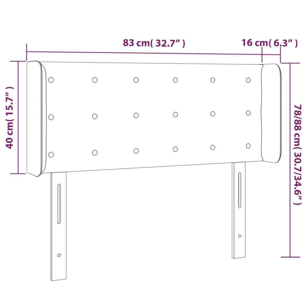 vidaXL LED-voodipeats, must, 83x16x78/88 cm, kangas hind ja info | Voodid | kaup24.ee