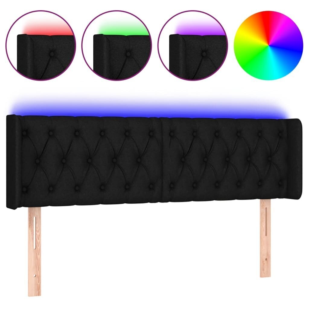 vidaXL LED-voodipeats, must, 147x16x78/88 cm, kangas hind ja info | Voodid | kaup24.ee
