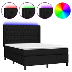 vidaXL kontinentaalvoodi madrats ja LED, must, 140x190 cm, kangas цена и информация | Кровати | kaup24.ee