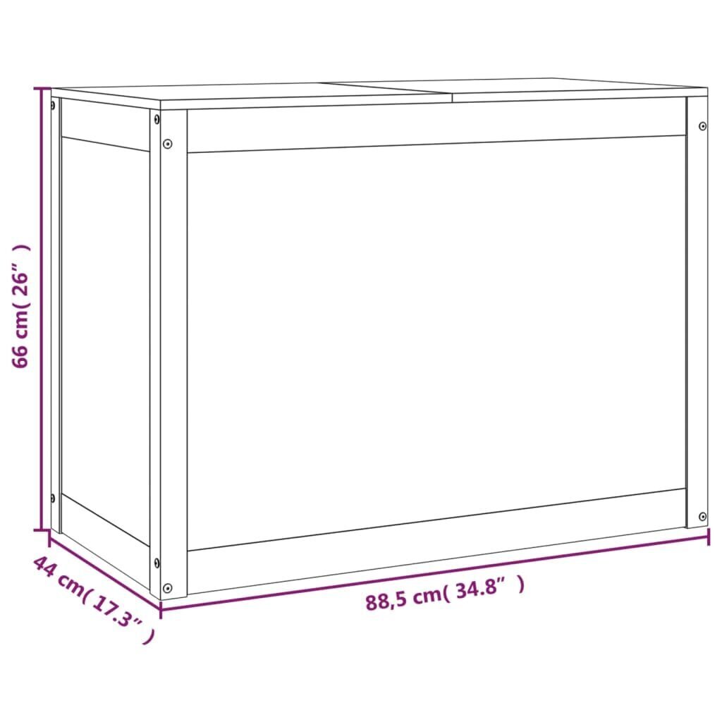 vidaXL pesukast, valge, 88,5 x 44 x 66 cm, männipuit цена и информация | Vannitoa sisustuselemendid ja aksessuaarid | kaup24.ee