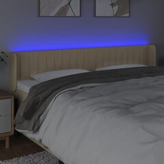 Изголовье со светодиодом, Ткань, 163x16x78/88 см, кремовый цвет цена и информация | Кровати | kaup24.ee