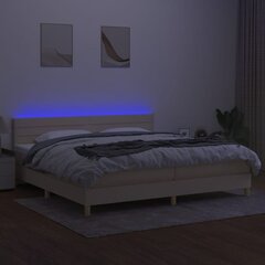 vidaXL kontinentaalvoodi madratsiga ja LED, kreemjas, 200x200 cm, kangas hind ja info | Voodid | kaup24.ee