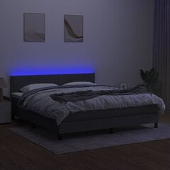 vidaXL kontinentaalvoodi madratsiga ja LED, tumehall, 160x200 cm, kangas цена и информация | Кровати | kaup24.ee