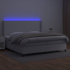 vidaXL kontinentaalvoodi madratsiga, LED, valge, 200x200 cm, kunstnahk цена и информация | Кровати | kaup24.ee