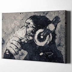 Seinatrükk Lõuend Banksy Graffiti Mõtlik kõrvaklappidega ahv retro – 100 x 60 cm hind ja info | Seinakleebised | kaup24.ee
