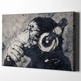 Seinatrükk Lõuend Banksy Graffiti Mõtlik kõrvaklappidega ahv retro – 100 x 60 cm