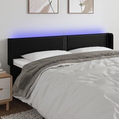 vidaXL LED-voodipeats, must, 163x16x78/88 cm, kunstnahk цена и информация | Кровати | kaup24.ee