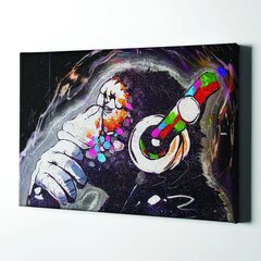 Seinatrükk Lõuend Banksy Graffiti mõtlik ahv kõrvaklappidega - 100 x 60 cm hind ja info | Seinakleebised | kaup24.ee