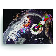Seinaplakat Banksy Graffiti, mõtlik kõrvaklappidega ahv – 100 x 71 cm hind ja info | Seinakleebised | kaup24.ee