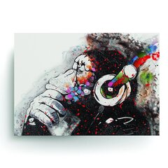 Seinaplakat Banksy Graffiti mõtlev ahv kõrvaklappidega - 100 x 71 cm hind ja info | Seinakleebised | kaup24.ee