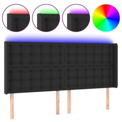 vidaXL LED-voodipeats, must, 147x16x118/128 cm, kunstnahk цена и информация | Кровати | kaup24.ee
