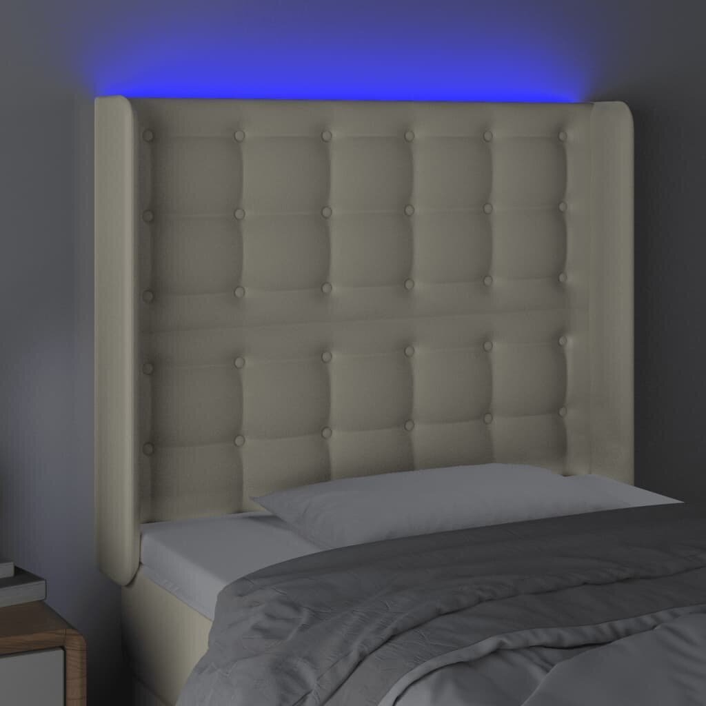 vidaXL LED-voodipeats, kreemjas, 93x16x118/128 cm, kunstnahk цена и информация | Voodid | kaup24.ee