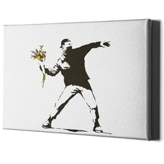 Seinatrükk Lõuend Banksy Graffiti Flower Thrower - 100 x 71 cm hind ja info | Seinakleebised | kaup24.ee