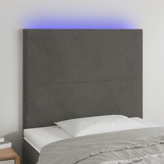 vidaXL LED-voodipeats, tumehall, 80x5x118/128 cm, samet hind ja info | Voodid | kaup24.ee