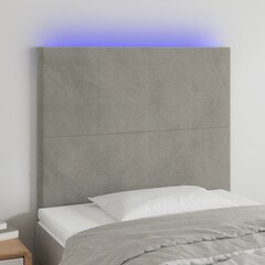 vidaXL LED-voodipeats, helehall, 100x5x118/128 cm, samet hind ja info | Voodid | kaup24.ee