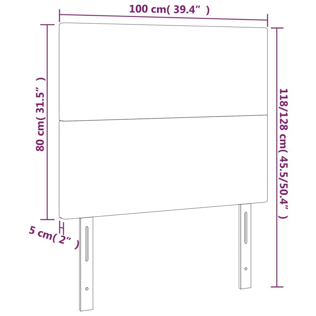 vidaXL LED-voodipeats, must, 100x5x118/128 cm, samet цена и информация | Voodid | kaup24.ee