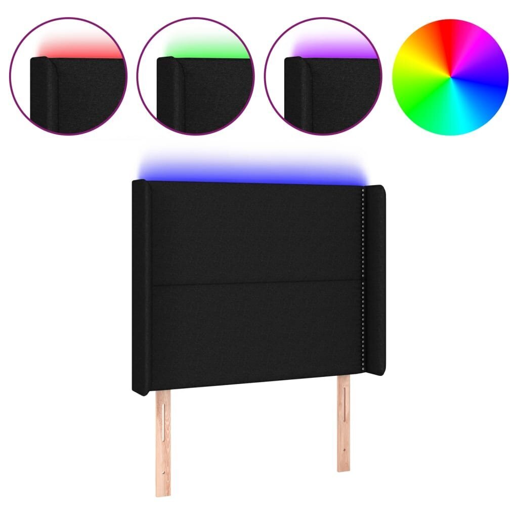 vidaXL LED-voodipeats, must, 93x16x118/128 cm, kangas цена и информация | Voodid | kaup24.ee