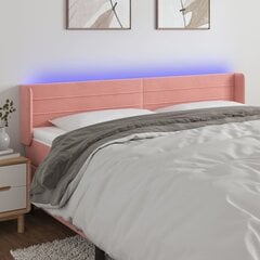Изголовье со светодиодом, розовое, 163x16x78/88 см, бархат цена и информация | Кровати | kaup24.ee