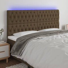 vidaXL LED-voodipeats, tumepruun, 200x7x118/128 cm, kangas hind ja info | Voodid | kaup24.ee