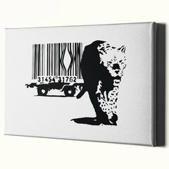 Seinaprindi lõuend Banksy graffiti leopard ja vöötkoodiga - 100 x 71 cm hind ja info | Seinapildid | kaup24.ee
