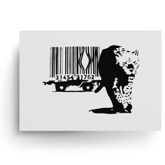 Seinaplakat Banksy Graffiti leopard ja vöötkood - 120 x 83 cm hind ja info | Seinakleebised | kaup24.ee