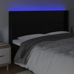 vidaXL LED-voodipeats, must, 183x16x118/128 cm, kunstnahk цена и информация | Кровати | kaup24.ee